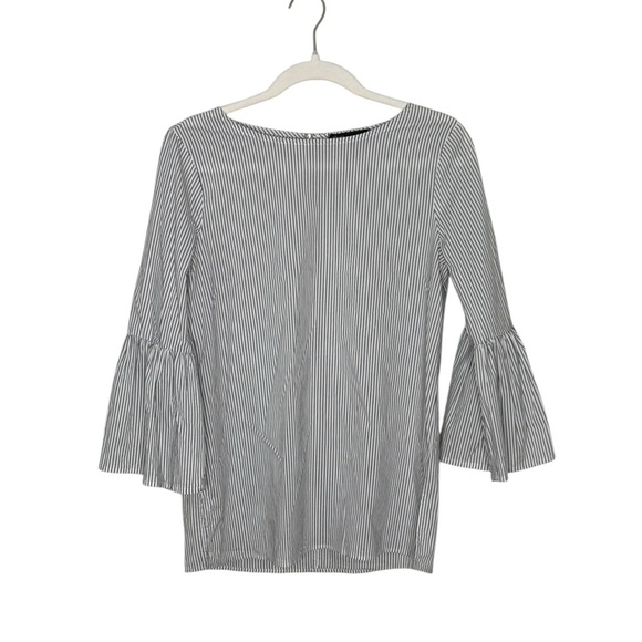 Gibson Black and White Striped Cotton blend Blouse with Bell Sleeves S - Picture 3 of 7